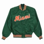 Miami Hurricanes 80s Green Varsity Real Satin Jacket