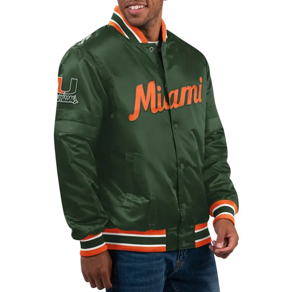 Miami Hurricanes Classic Varsity Real Satin Jacket1