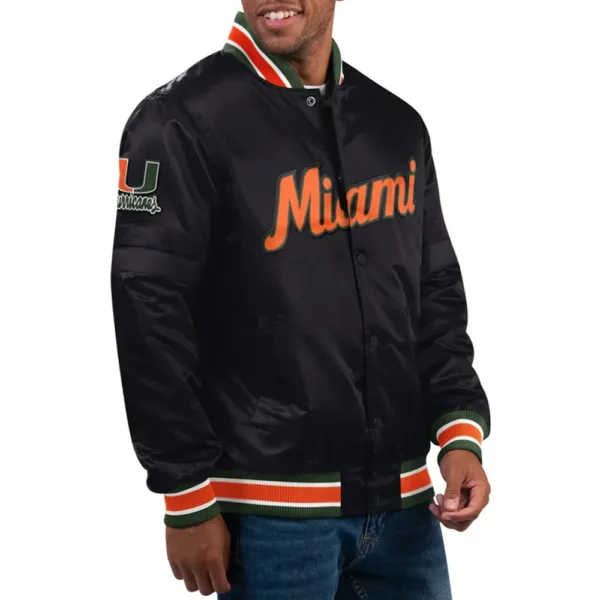 Miami Hurricanes Classic Varsity Real Satin Jacket5