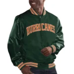 Miami Hurricanes Green Bomber Real Satin Jacket