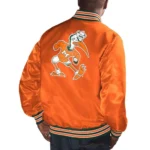 Miami Hurricanes Green Bomber Real Satin Jackets Orange