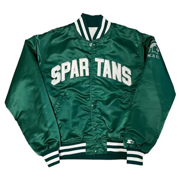 Michigan State Spartans 80s Green Real Satin Jacket