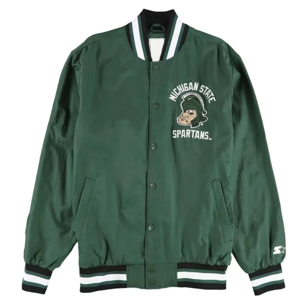 Michigan State Spartans Bomber Green Real Satin Jacket