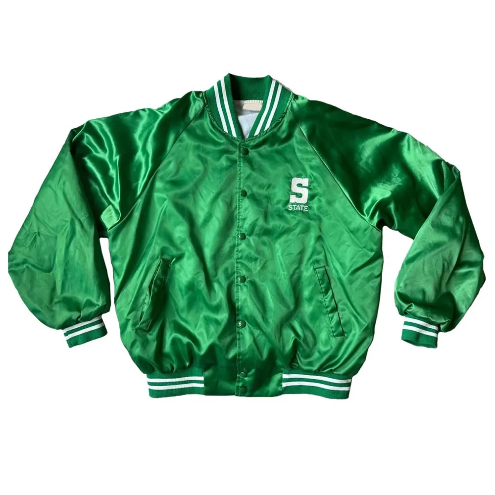 Michigan State Spartans Green Real Satin Jacket