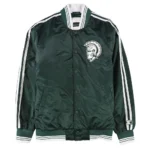 Michigan State Spartans Striped Green Real Satin Jacket