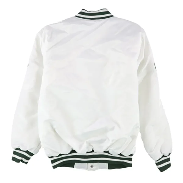 Michigan State Spartans White Varsity Real Satin Jackets