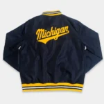 Michigan Wolverine Sailor Hat Script Navy Real Satin Jackets