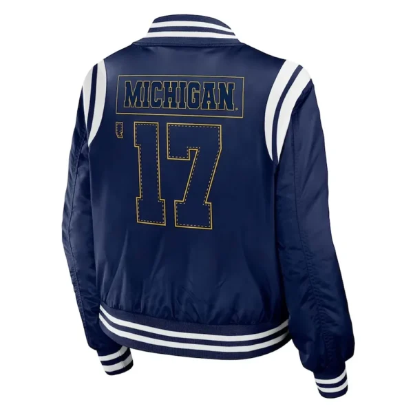 Michigan Wolverines Bomber Navy Real Nylon Jackets