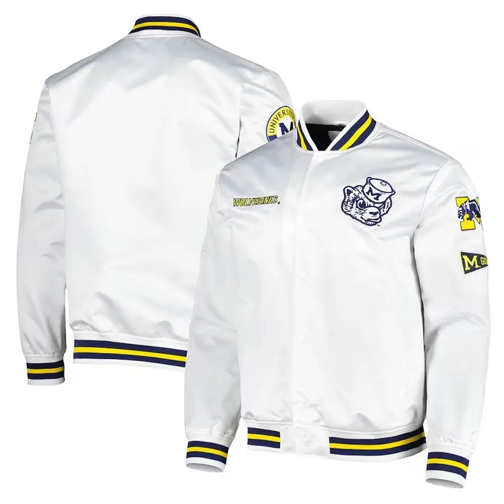 Michigan Wolverines City Collection Varsity Real Satin Jackets 1