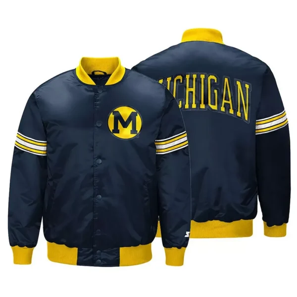 Michigan Wolverines Draft Pick Varsity Navy Real Satin Jacket 1