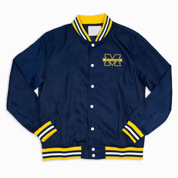 Michigan Wolverines Navy Script Real Satin Jacket