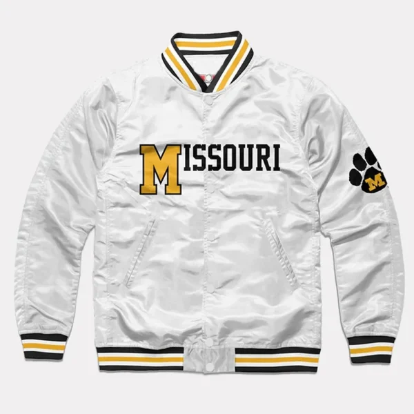 Missouri Tigers White Varsity Real Satin Jacket