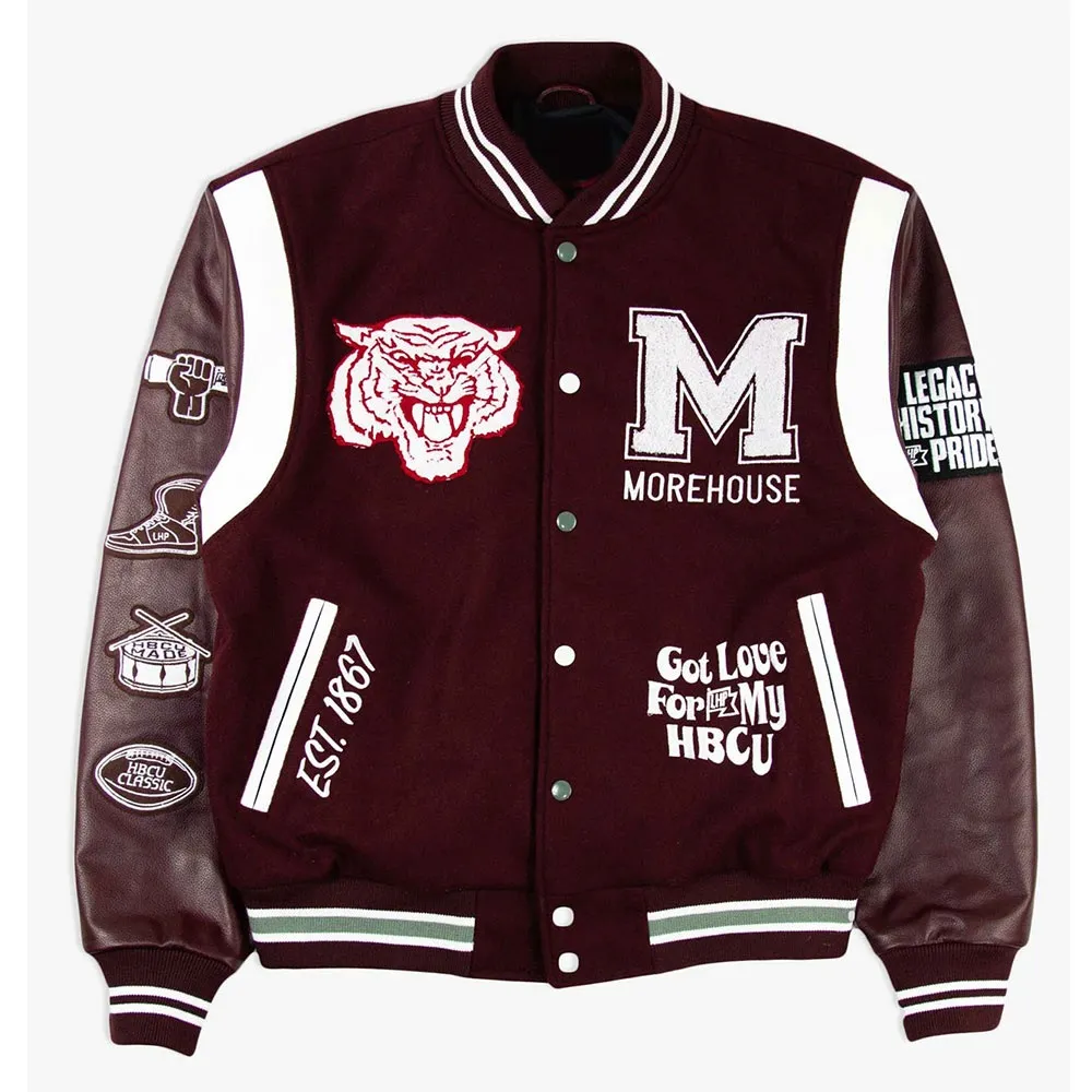 Morehouse College Motto 3.0 Maroon Varsity Leterman Jacket