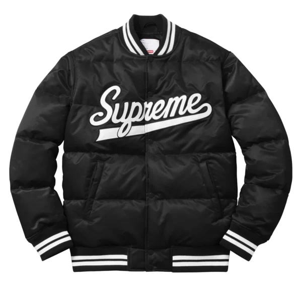 Supreme Black Puffy Varsity Jacket1