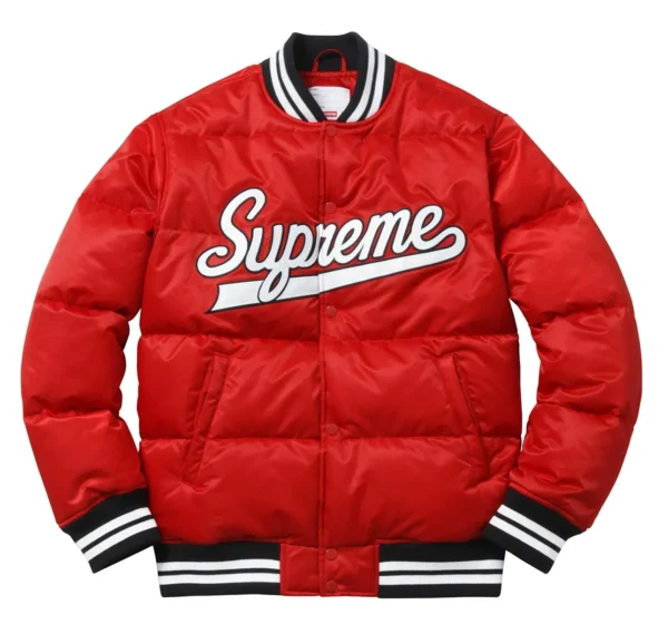 Supreme Black Puffy Varsity Jacket2