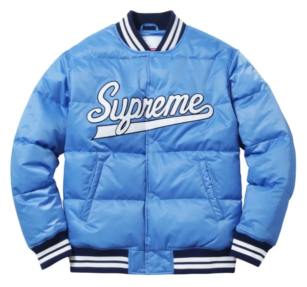 Supreme Black Puffy Varsity Jacket3