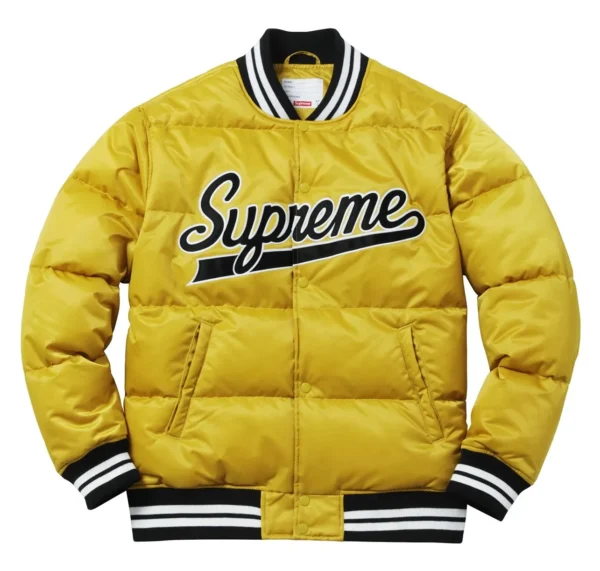 Supreme Black Puffy Varsity Jacket4