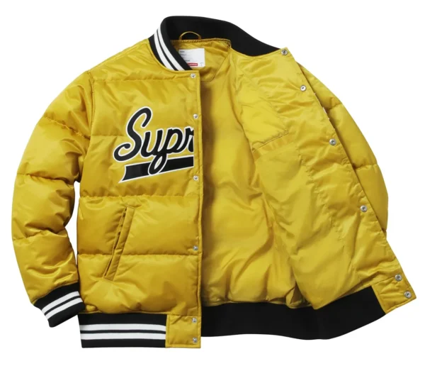 Supreme Black Puffy Varsity Jacket5