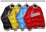 Supreme Black Puffy Varsity Jacket7