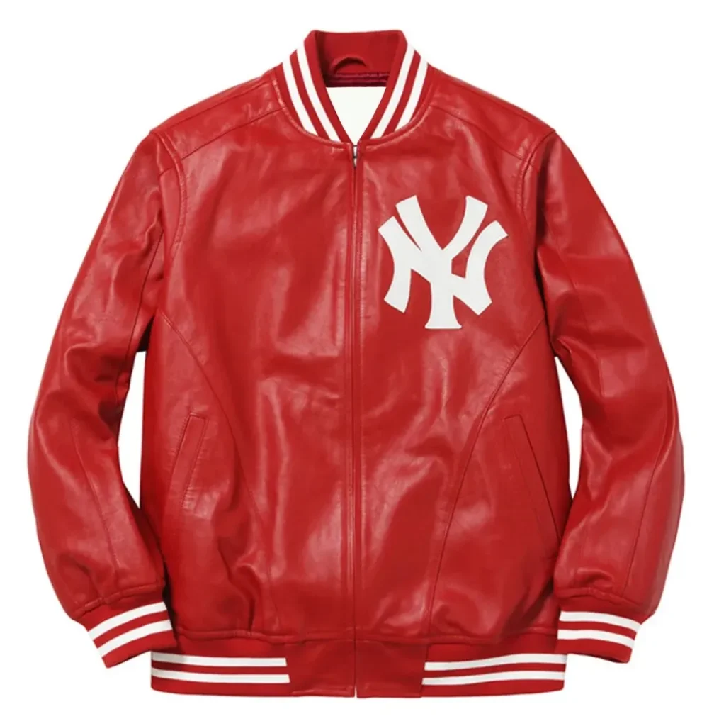 Supreme NY Yankees Leather Varsity Jacket1