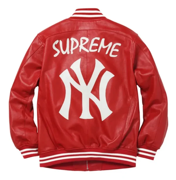 Supreme NY Yankees Leather Varsity Jacket2