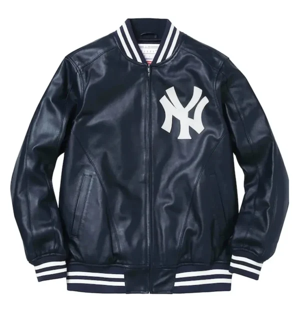 Supreme NY Yankees Leather Varsity Jacket3