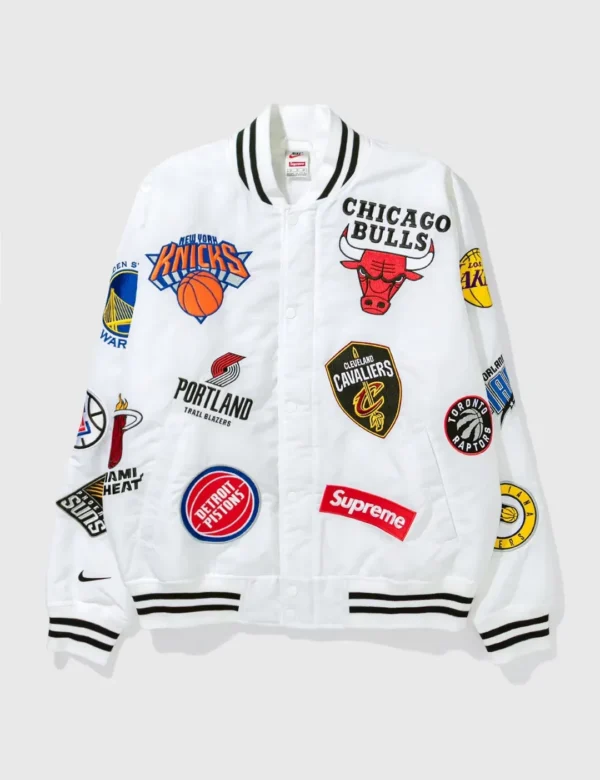 Supreme X Nike NBA Teams Logo Varsity Jacket4