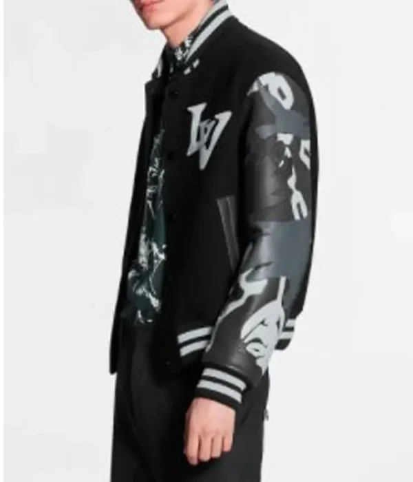 The Kid Laroi Wrong Camo Chains Lv Letterman Jacket