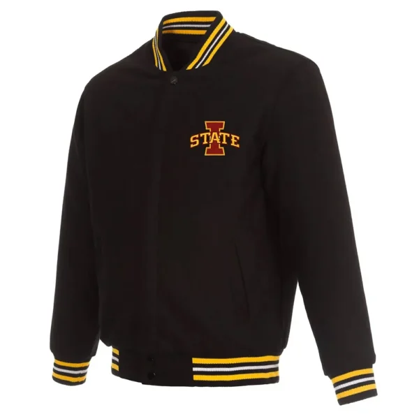 Unisex Iowa Hawkeyes Black Varsity Real Wool Jacket