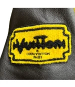 Varsity Louis Vuitton Embroidered Black and Yellow Leather Jacket