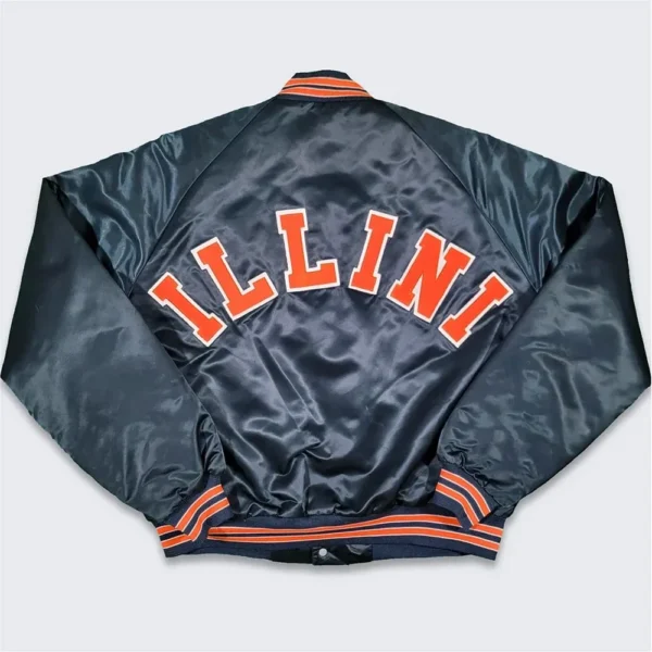 80s Illinois Ilini Bomber Real Satin Jackets