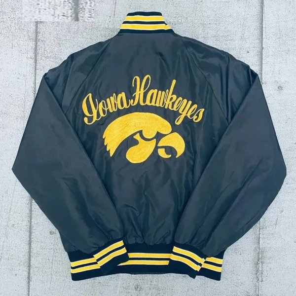 80s Iowa Hawkeyes Real Satin Jacket 2