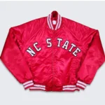 80s North Carolina State Red Real Satin Bomber Jacket