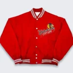 80s Portland Winterhawks Red Real Satin Jacket