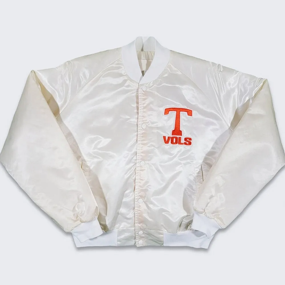 80s Tennessee Volunteers White Bomber Satin Jacket