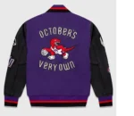 OVO Toronto Raptors Black and Purple Varsity Real Wool Jackets