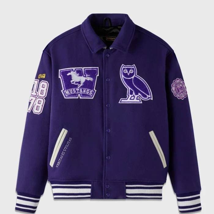 OVO Western Purple Campus Varsity Real Wool Jacket