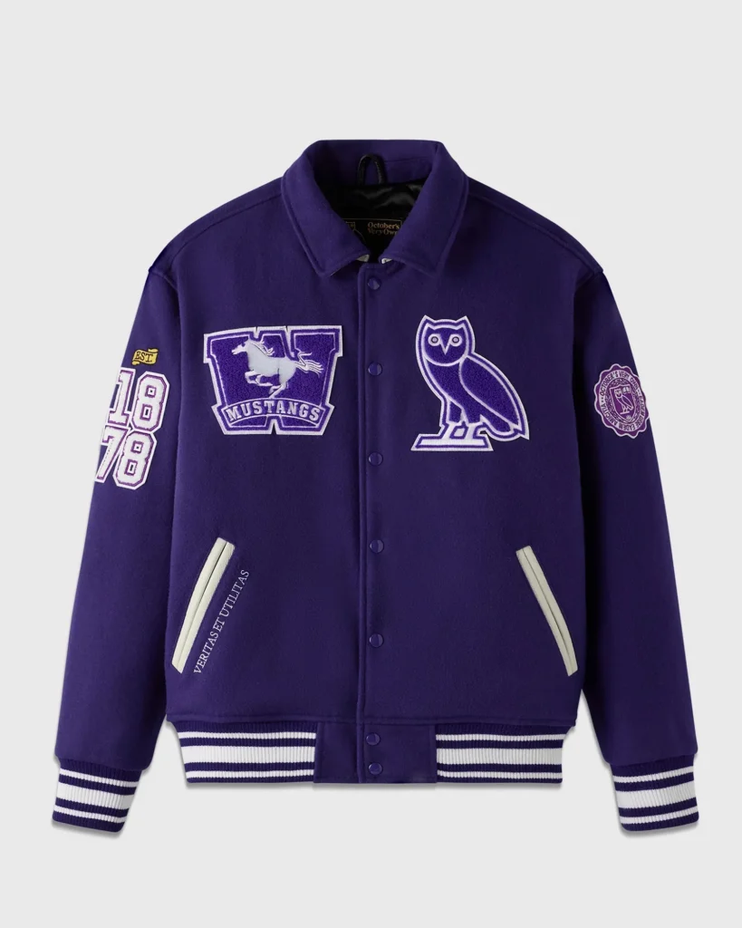 OVO Western Purple Campus Varsity Real Wool Jacket