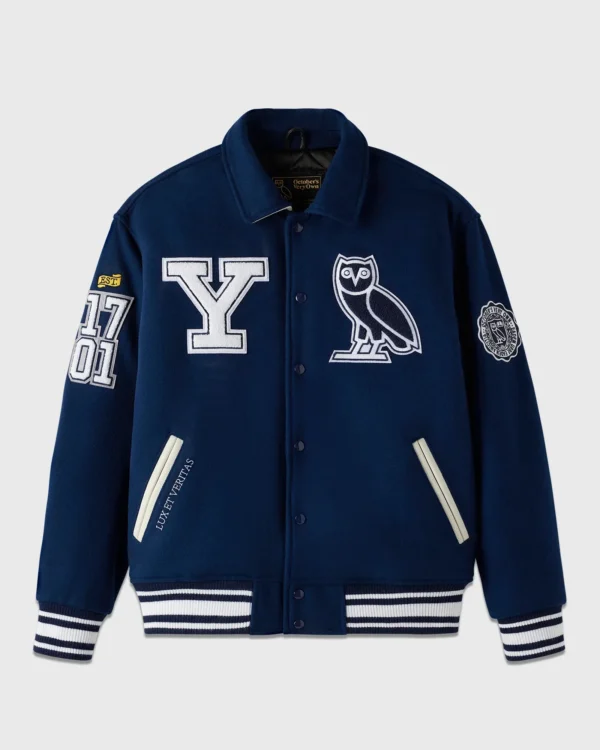 OVO Yale Blue Campus Varsity Real Wool Jacket