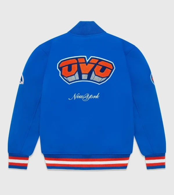 OVO x NBA New York Knicks Blue Varsity Real Wool Jackets