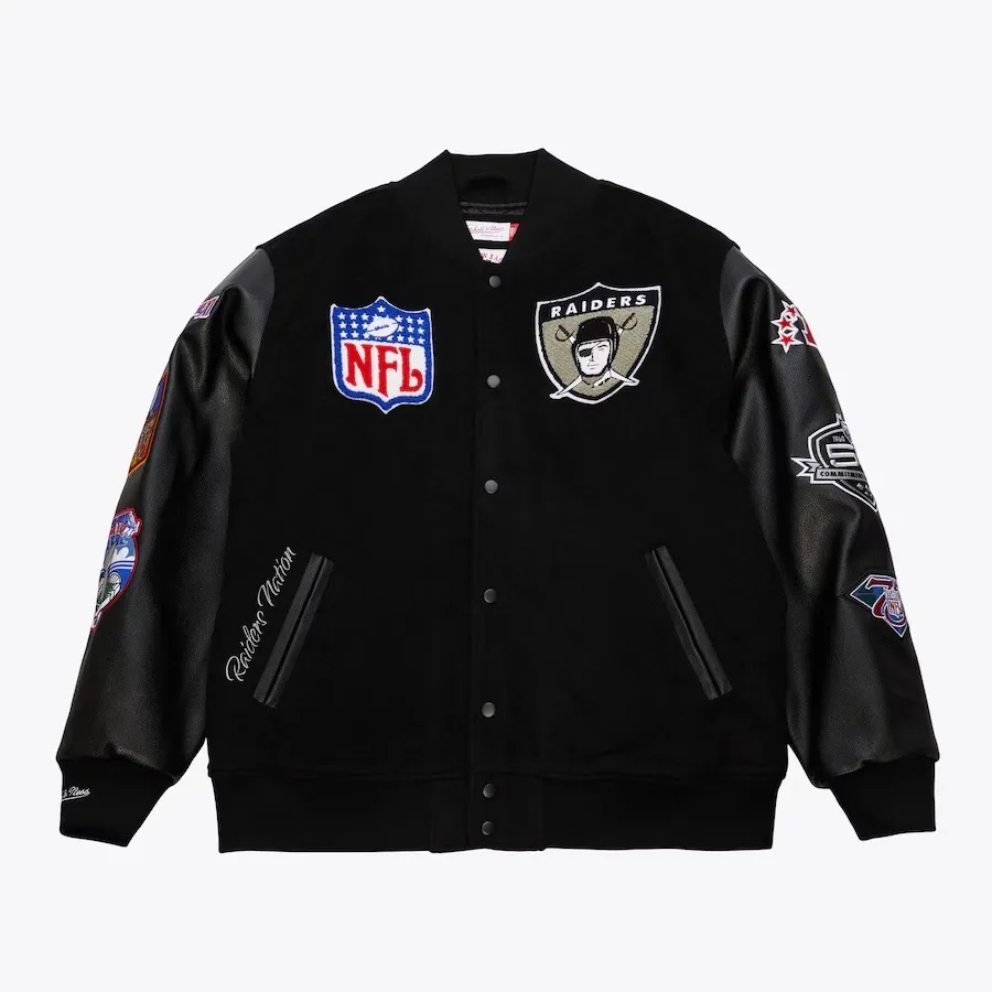 Oakland Raiders Blackout Collection Vintage Real Wool Jacket