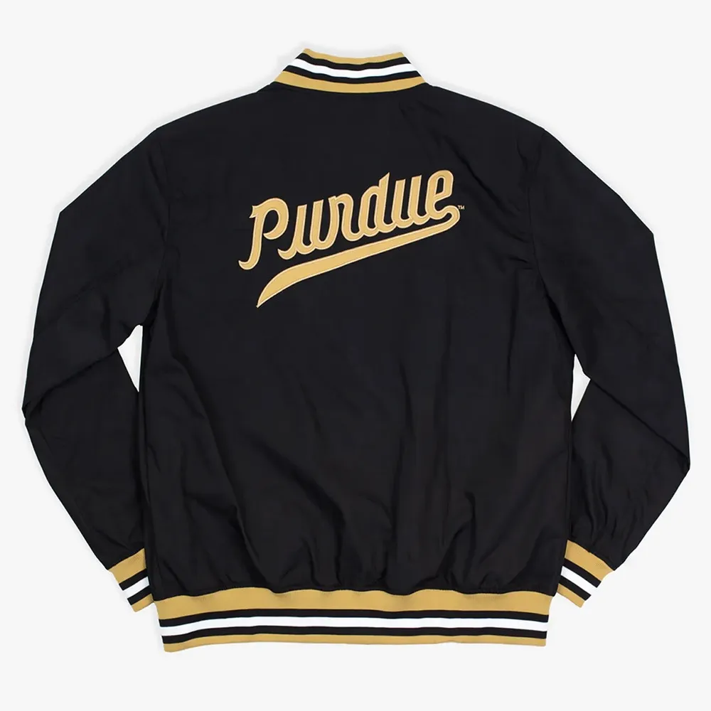 Purdue Black Bomber Real Satin Jacket