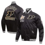 Purdue Boilermakers Classic Black Real Satin Jacket 1