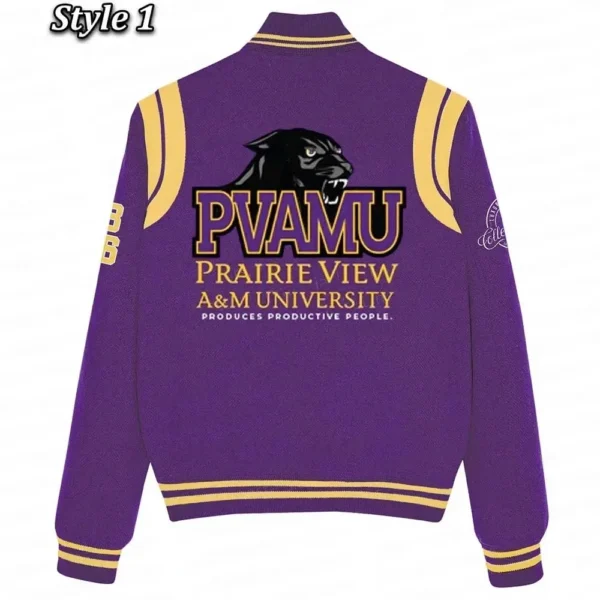 Purple Prairie View A&M University Varsity Real Wool Jackets