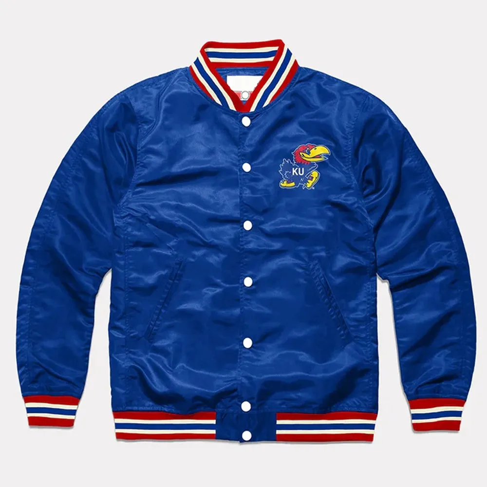 Rock Chalk Kansas Jayhawks Blue Real Satin Jacket