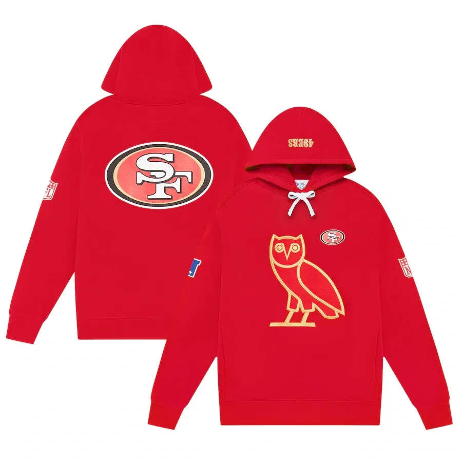 San Francisco 49ers OVO Scarlet Real Fleece Hoodie 1