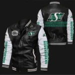 Saskatchewan Roughriders Bomber Varsity Real Leather Jacket 1