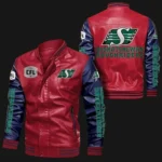 Saskatchewan Roughriders Bomber Varsity Real Leather Jacket