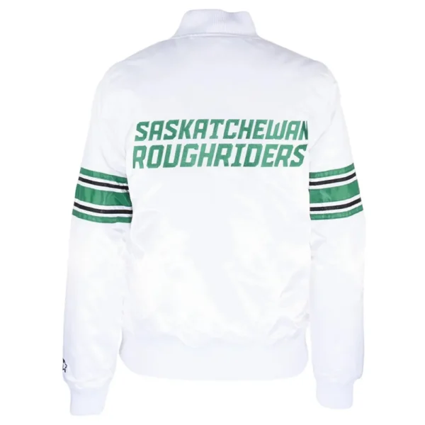 Saskatchewan Roughriders Line Up White Real Satin Jackets