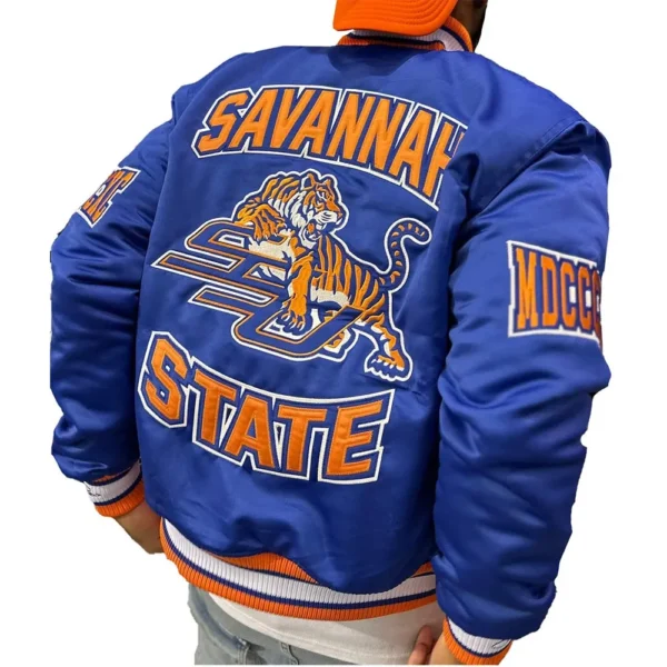 Savannah State University Royal Real Satin Jacket 2